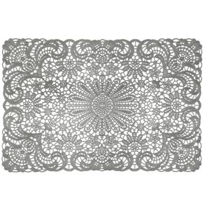 Set de 12 Manteles Ind. Encaje Gris Oxford PVC 30x45 cms CasaMia
