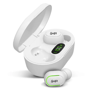 Audífonos Bluetooth TWS, Ghia TWS-1, con Estuche de Carga, Blanco