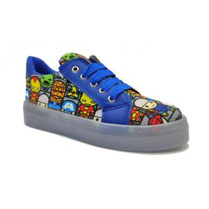 Tenis Niño Luces Led Spiderman Super Héroes Avengers Azul  Lovely Shoes